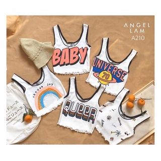 ÁO THUN GÂN BA LỖ CROPTOP IN CHẤT CO GIÃN