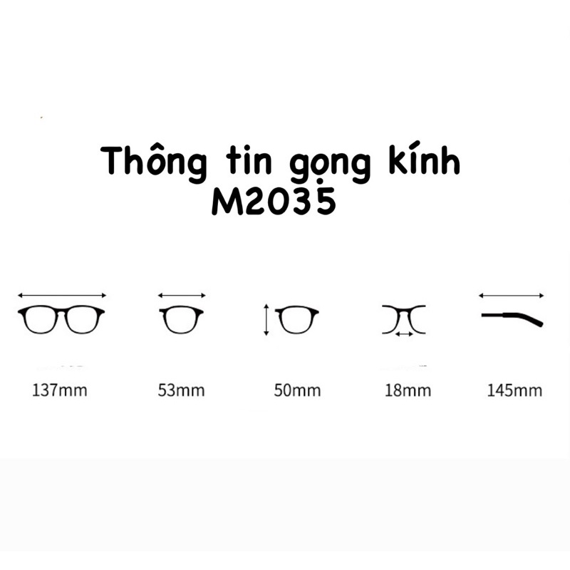 Gọng kính cận thời trang cao cấp M2053 lọc tia ánh sáng xanh dáng bầu tròn l