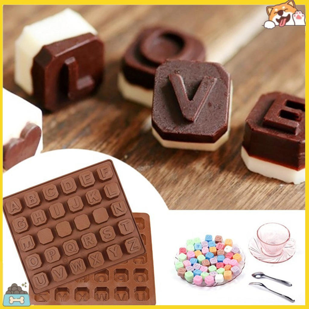 Khuôn làm bánh hình chữ cái DIY bằng silicon chống dính tiện dụng