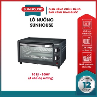 Lò nướng điện thuỷ tinh 10 lít SUNHOUSE bếp nướng điện đa năng nồi nướng bằng thủy tinh chịu nhiệt có thể tháo rời