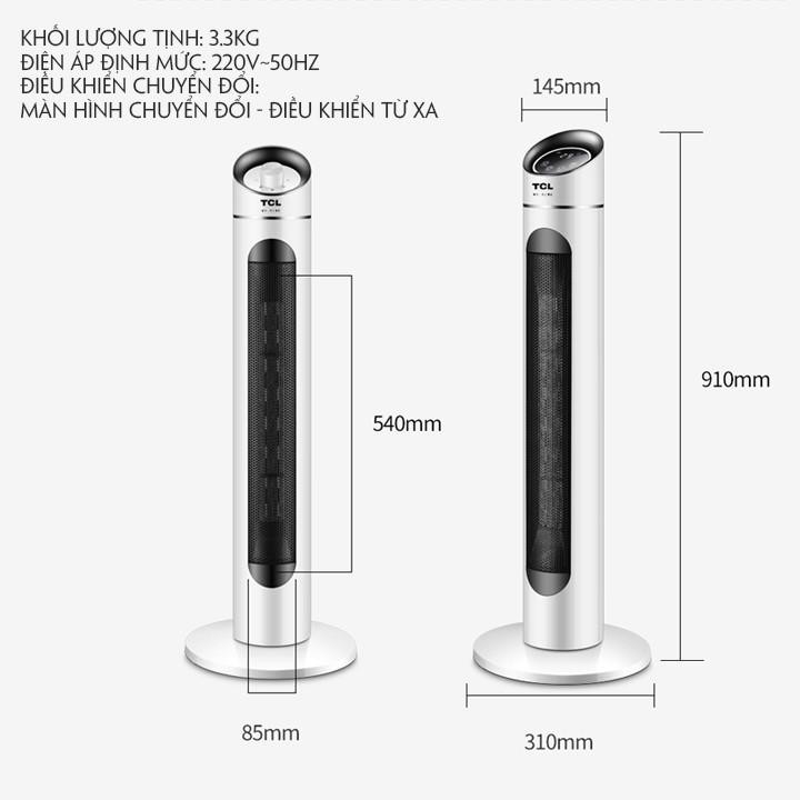 Quạt sưởi TCL có điều khiển, máy sưởi cao cấp tự ngắt khi nhiệt độ cao an toàn cho trẻ nhỏ