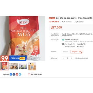 [Bịch chiết lẻ 250gr] Bột béo pha trà sữa Luave