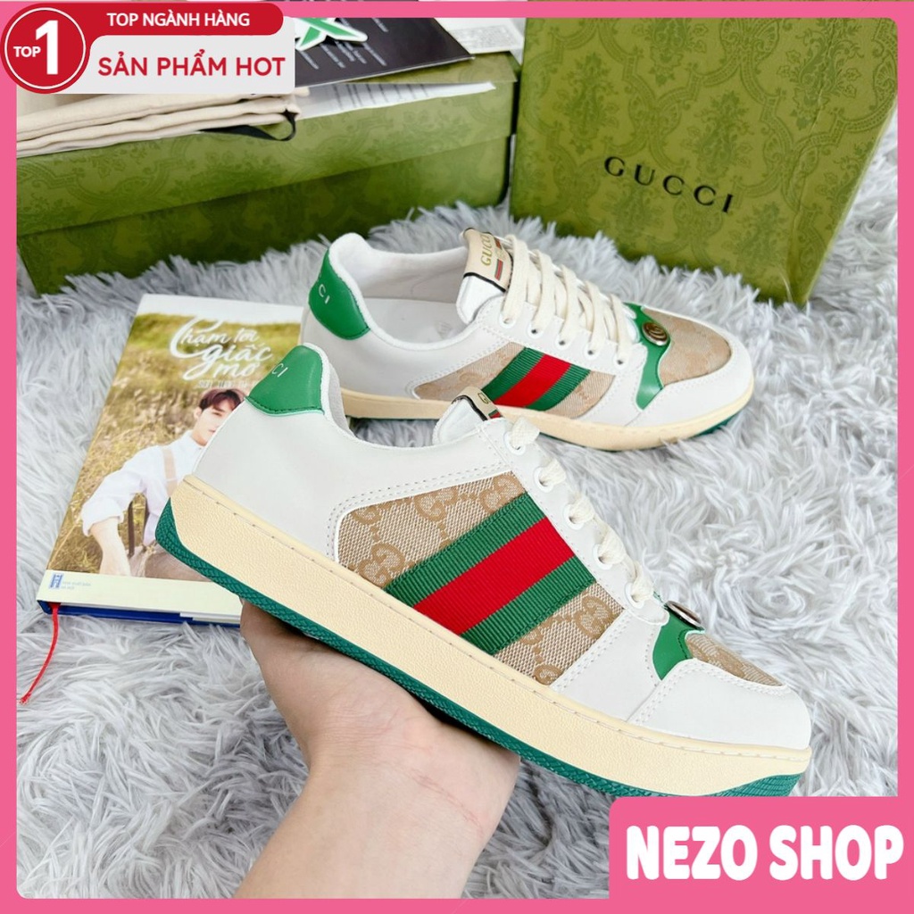 Giày Gucci Sơn Tùng Xanh Be, Hải Tú Hồng Be Bản Cao Cấp Full Phụ Kiện (Ảnh Thật + Hàng Sẵn)