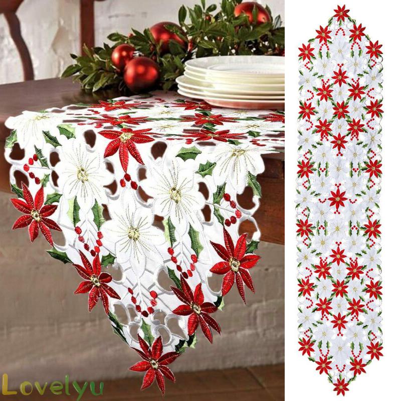 Table Runner 40*180cm Kitchen Holiday Tablecloth Christmas Embroidered