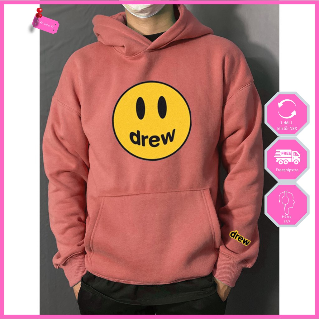 Áo Hoodie DREW unisex nam nữ 10 màu Vải Nỉ Bông 350gsm