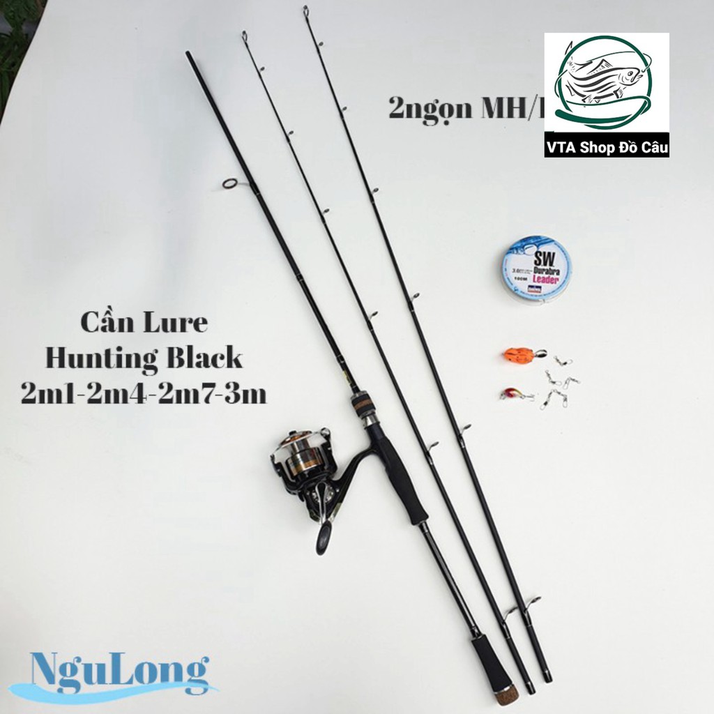 Bộ cần câu lure máy đứng hunting black cao cấp, máy câu expert full kim loại - docauca