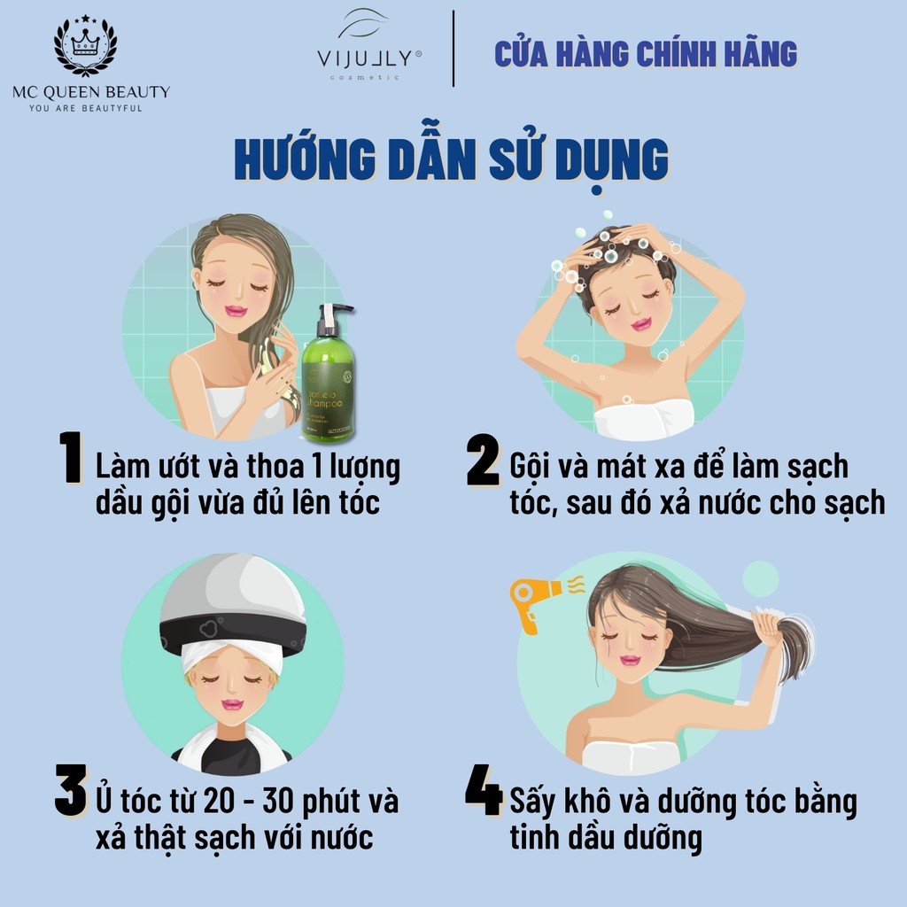 Dầu gội bưởi Vijully 280ml giúp nhanh mọc tóc giảm gãy rụng phục hồi hư tổn – MC QUEEN BEAUTY