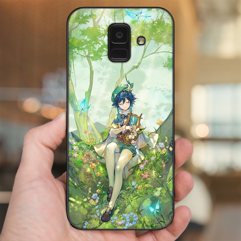 Ốp lưng Samsung A5 2018, A6 2018, A8 2018, J6 2018, A8 Plus viền đen in hình Venti Genshin Impact
