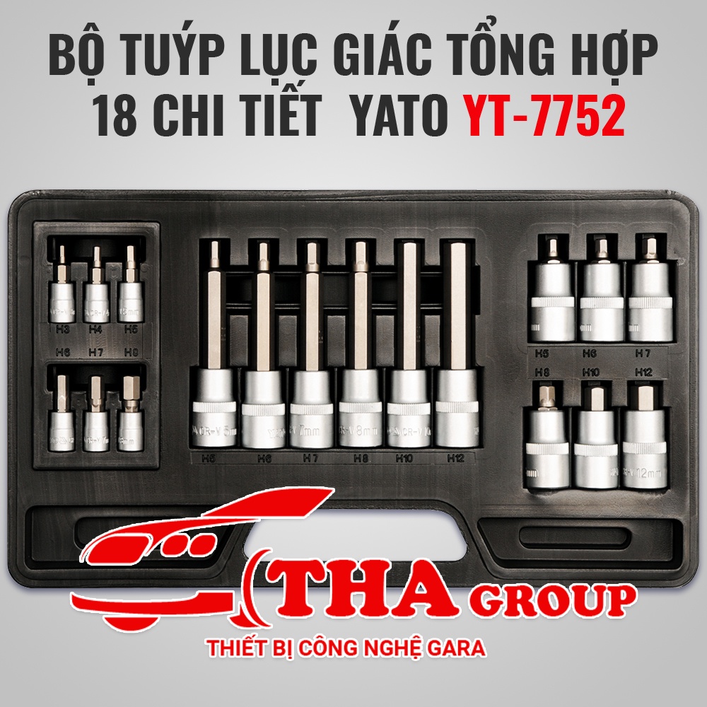 Bộ tuýp lục giác tông hợp 18 chi tiết Yato YT-7752