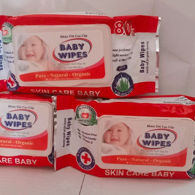 [TIỆN DỤNG] Khăn giấy ướt - khăn lau em bé Baby Wipes loại 80g làm mềm da - sạch khuẩn không gây hại da bé