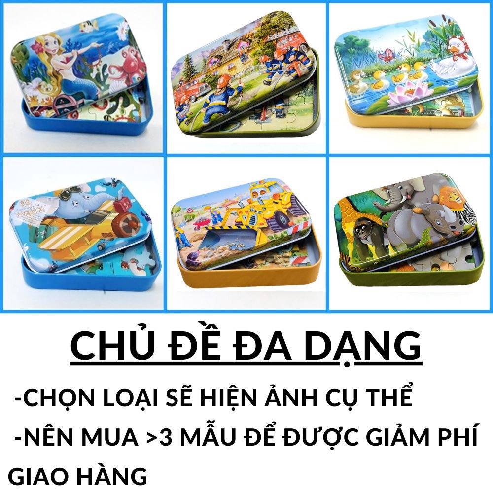 Đồ chơi xếp hình Hộp sắt 60 mảnh lắp ráp ghép khối giáo dục Montessori cho trẻ em bé