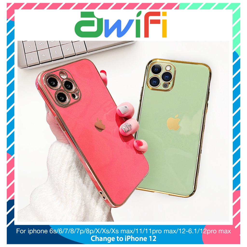 Ốp lưng iphone logo táo viền vuông 6/6plus/6s/6splus/7/7plus/8/8plus/x/xr/xs/11/12/pro/max/plus/promax - Awifi C3-5