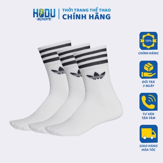 [CHÍNH HÃNG] Bộ ba Tất Vớ Adidas chính hãng họa tiết 3 sọc và Trefoil mã DX9091 - Tất cổ cao màu trắng - HODU Sport
