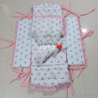 Combo 2 bộ quây cũi, 2 chăn, 2 ga, 2 gối, 2 thỏ ôm, 1 đệm