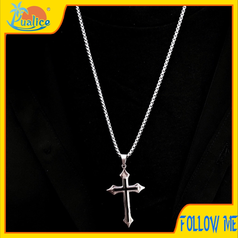 Harajuku style street personality titanium steel cross necklace all-match pendant accessories men and women the same paragraph