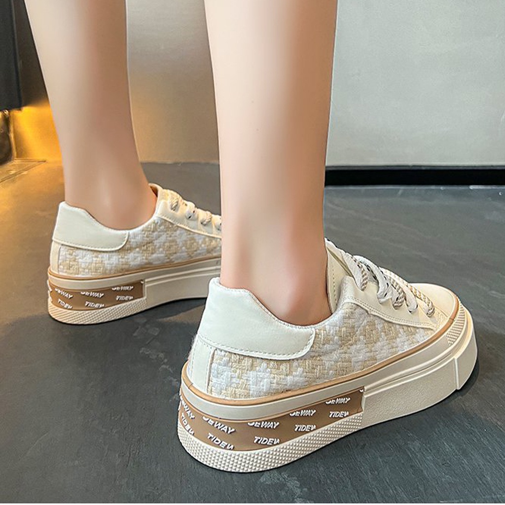 Giày thể thao sneaker nữ chất liệu vải cao cấp đế cao 3cm chống trơn trượt siêu nhẹ size 35-40