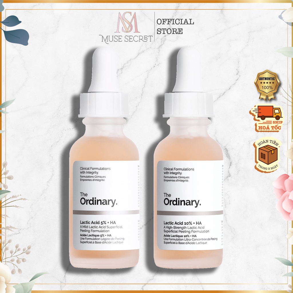[Quà Tặng Khẩu Trang] Serum The Ordinary - Lactic Acid 5%/10% + HA 2% - Cấp Nước, Sáng Mịn Da 30ml [Bản Canada]