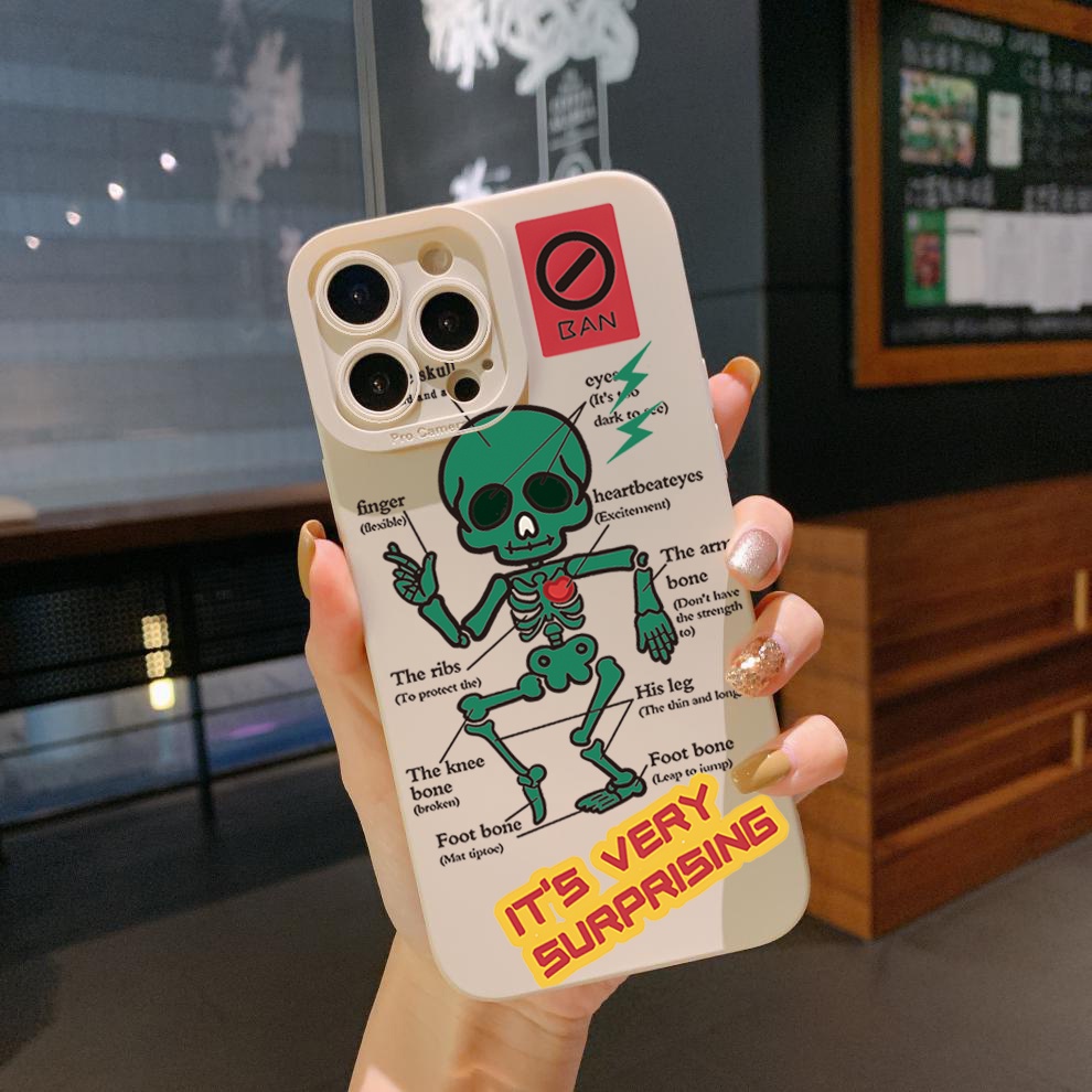 Ốp Điện Thoại Góc Vuông In Hình Bộ Xương Bảo Vệ Cho Xiaomi Redmi Note 11 Pro 5G 11S 10 Pro 4G 10S Redmi 10C 9C A1