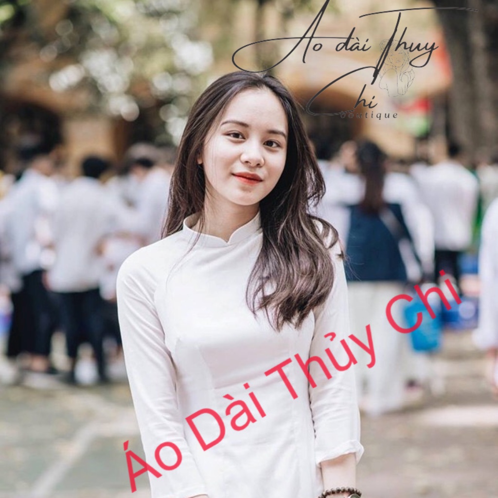 Áo Dài Trắng Trơn Truyền Thống , Áo Dài Học Sinh Cổ Vuông Hở 2 Tà Chất Liệu Vải Lụa Mĩ Cao Cấp Trơn Mịn Học Sinh Mặc