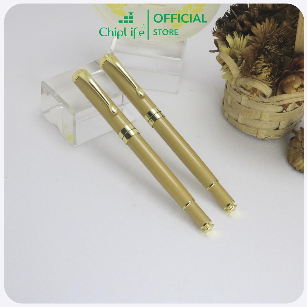 Bút ký cao cấp CHIPLIFE BC028 khắc tên - màu vàng ngòi 0.5mm mực xanh
