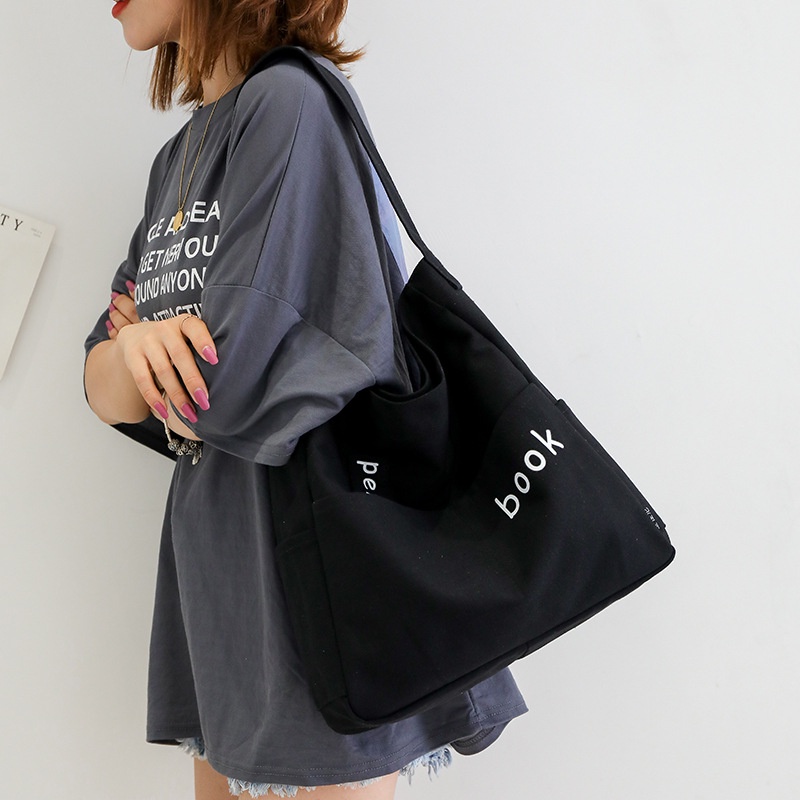 Túi Vải Canvas Đeo Chéo Vai Thời Trang Phong Cách Hàn Quốc Cho Nữ