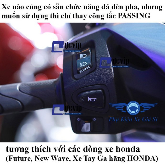 (Sản Phẩm Sử Dụng Cho Wave,Future,Winner,Lead,SH Mode,PCX,Vision) - Công tắc Pass, Đá đèn pha Tặng Jack Cắm