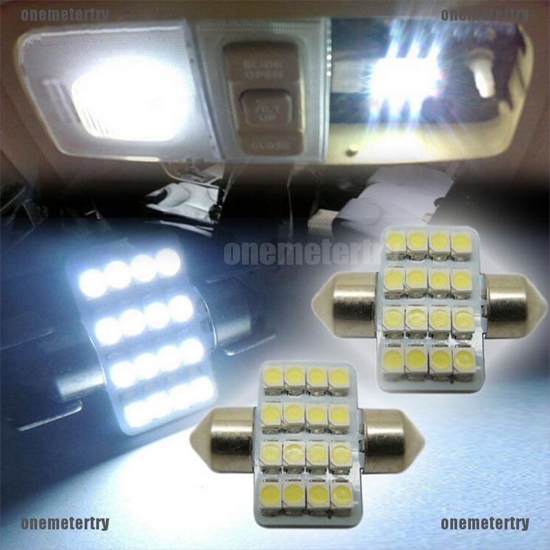 Set 2 Đèn LED SMD 31mm 3528 16 Bóng Chuyên Dụng Cho Xe Hơi