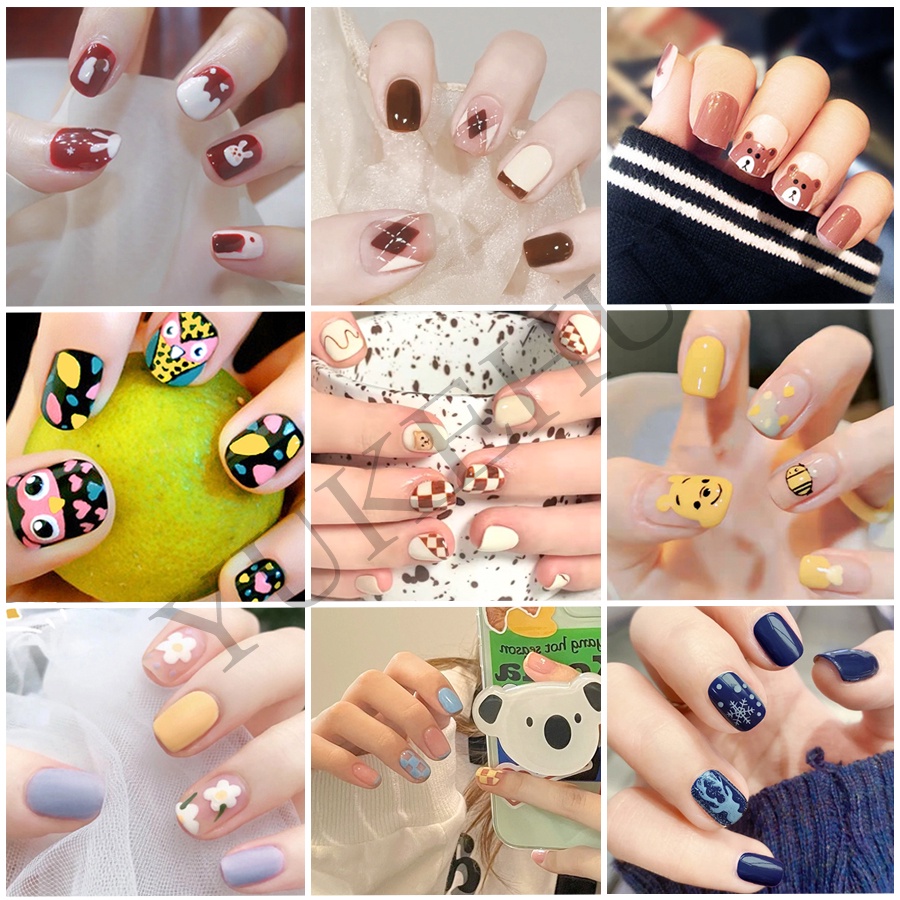 YUKEHUI móng tay giả móng giả móng tay mống tay giả bộ 24 móng tay giả sét 24 móng tay giả keo Dụng cụ  Phụ kiện Làm đẹp