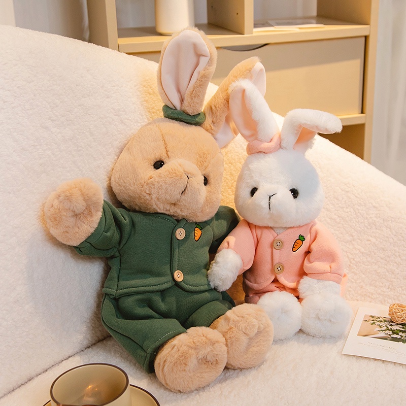 Đồ Chơi Thỏ Nhồi Bông Mặc Đồ Dễ Thương Thoải Mái Làm Quà Tặng Sinh Nhật Cho Bé Gái