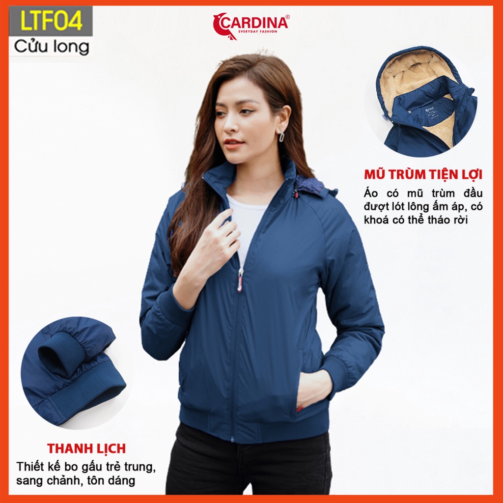Áo Khoác Lông Cừu Nữ CARDINA Chất Gió Trơn 2 Lớp Cao Cấp Siêu Nhẹ Siêu Ấm LTF.