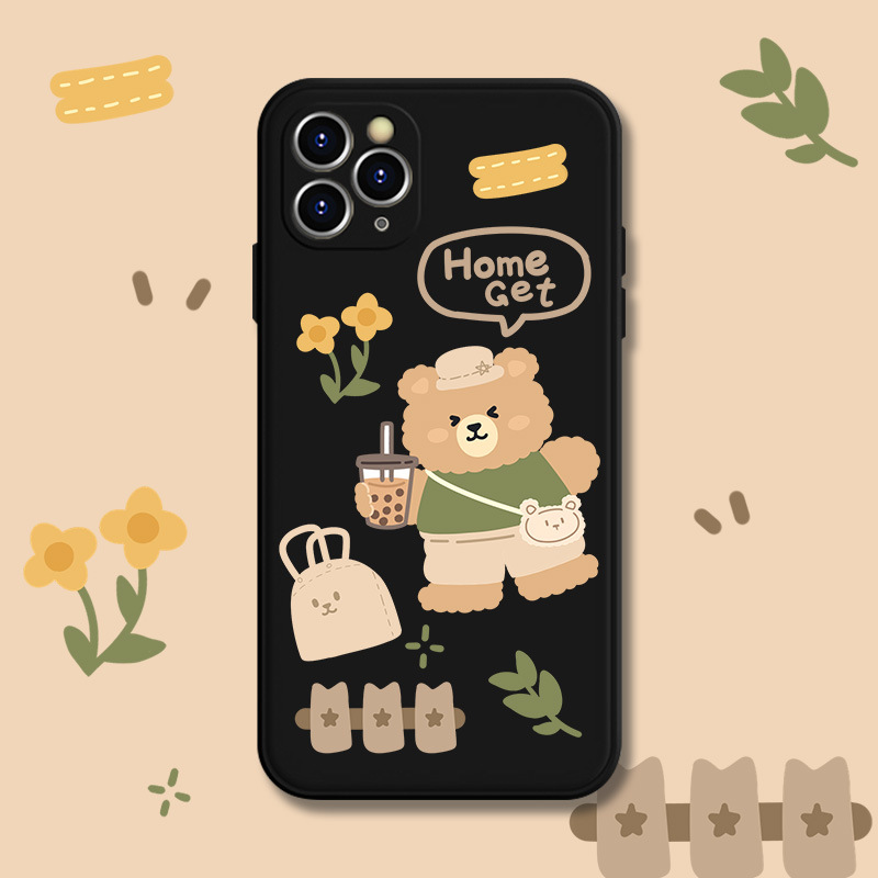 Ốp điện thoại TPU mềm in hình gấu/ly trà sữa chống sốc/trầy xước bảo vệ cho IPhone 11 Pro XR/XS/X/7 8 Plus | BigBuy360 - bigbuy360.vn