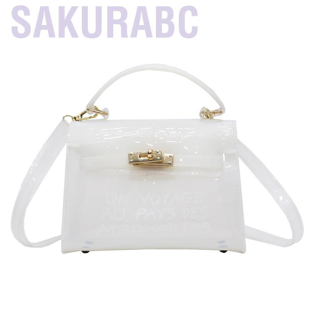 Túi đeo chéo trong suốt bằng nhựa PVC khóa xoay thời trang cá tính cho nữ