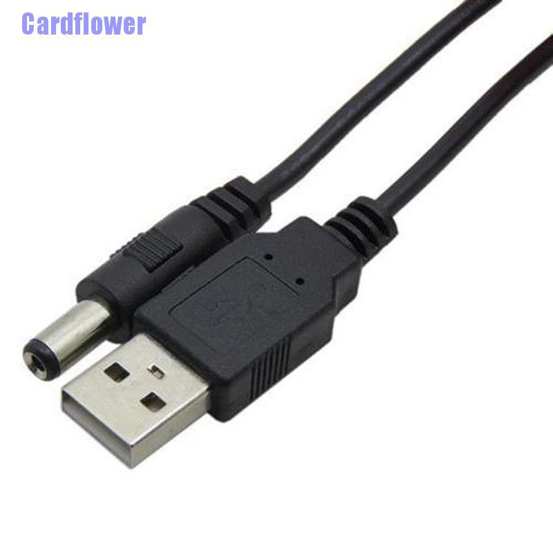 Cardflower  USB Port to 2.5 3.5 4.0 5.5mm 5V DC Barrel Jack Power Cable Cord Connector Black