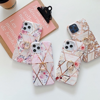 Case Samsung Galaxy Note 20 Ultra Note 10 Plus Note 9 Note 8 S20 Ultra S20 Plus S10 Plus S10e S9 Plus S8 Plus A21S M21 M30S A51 A71 5G A41 A70 A50 A50S A40 A30S Electroplate Marble Rose Flower Ring Stand Case Cover