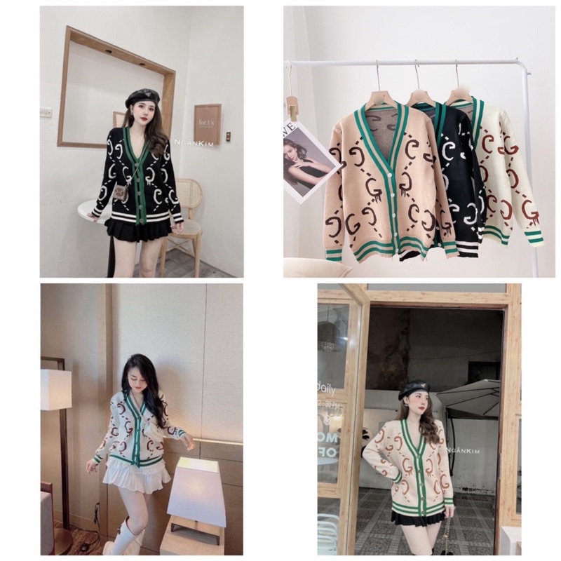 ÁO CARIGAN LEN QC GC 3 MÀU PHỐI VIỀN