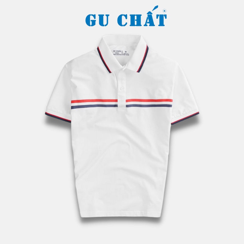 Áo Thun Polo Nam Tay Ngắn GU CHẤT, Thiết Kế Cổ Bẻ Phối Sọc, Chất Vải Cotton Mềm Mịn, Thoáng Mát - GUPL10