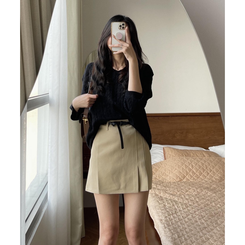 Chân váy xếp li lệch kèm đai 956 | BigBuy360 - bigbuy360.vn