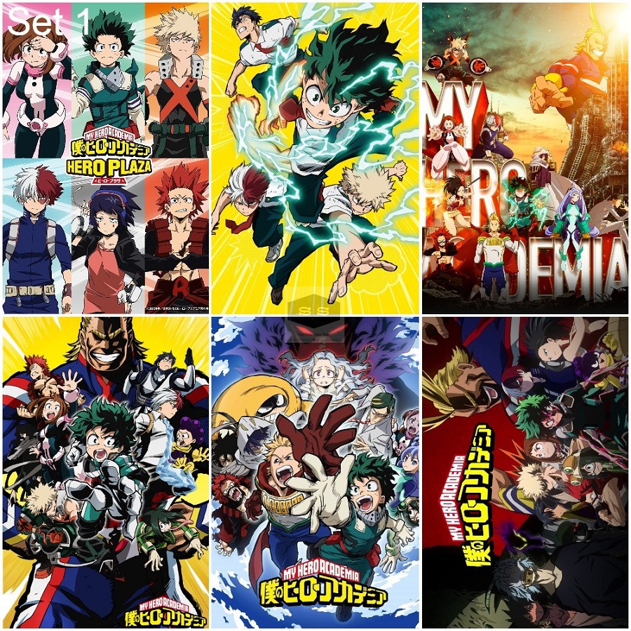 Bộ 6 Áp phích - Poster Anime Boku No Hero Academia - Học Viện Anh Hùng (bóc dán) - A3,A4,A5