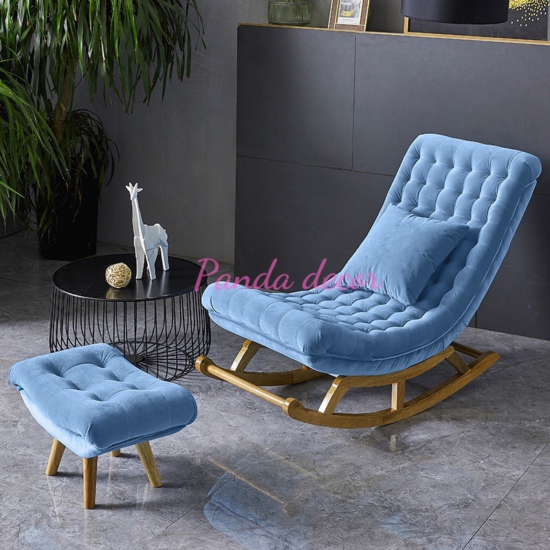 Ghế Thư Giãn Đọc Sách, Ghế Bập Bênh Gỗ Cho Bé Chật Liệu Đệm Nỉ Êm Ái