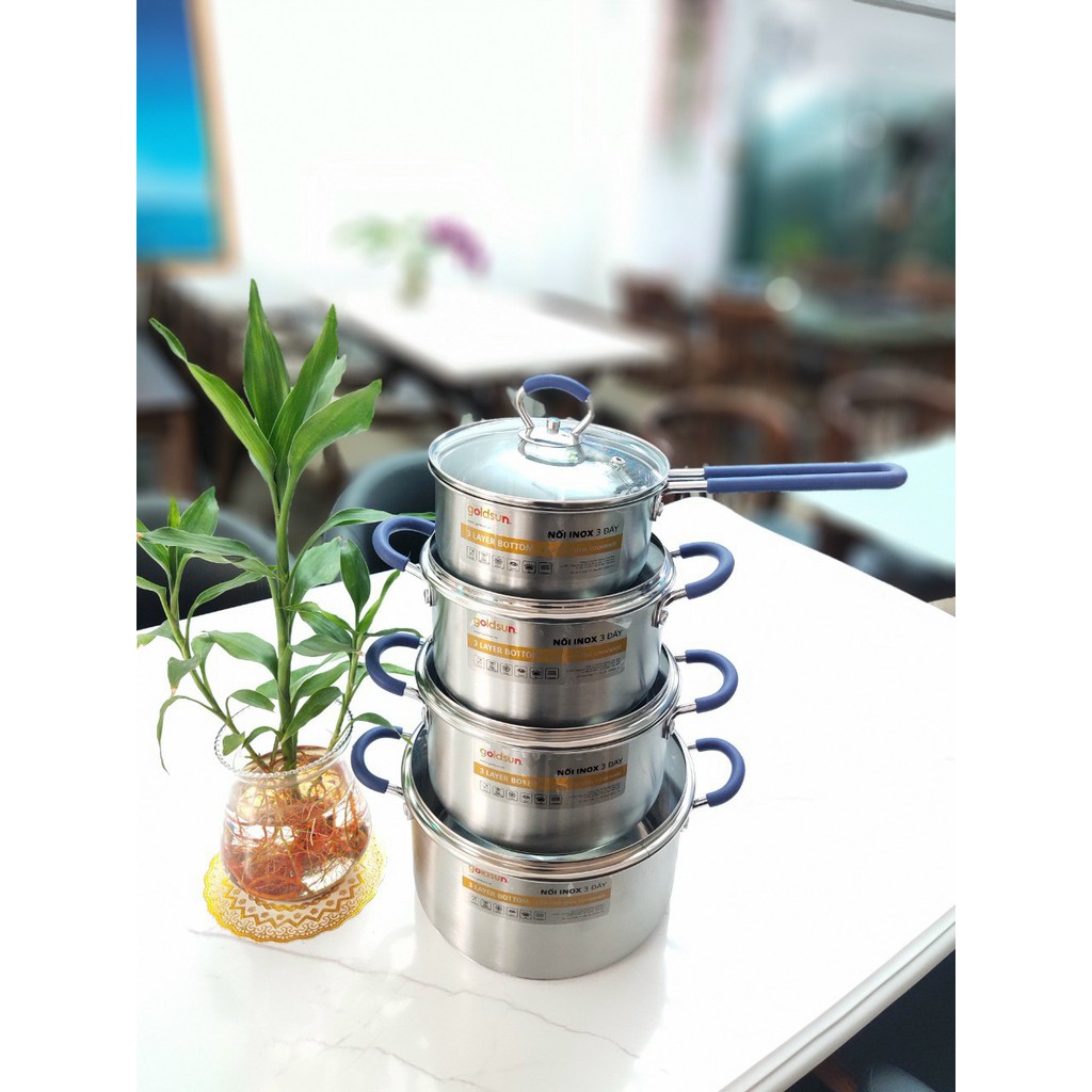 Bộ nồi Goldsun Inox 4 món 3 đáy GH18
