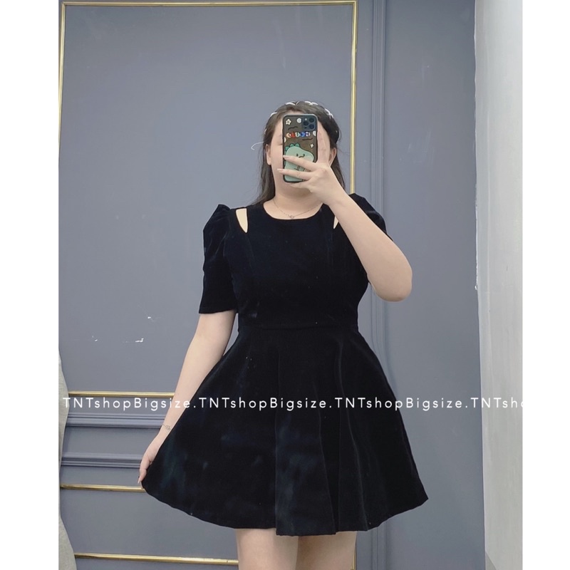 [Mã FAMARAL1 giảm 10K đơn 50K] ĐẦM NHUNG KHOÉT VAI [ TNT SHOP BIGSIZE 60KG - 90KG ] | BigBuy360 - bigbuy360.vn