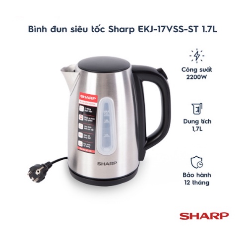 Bình đun siêu tốc SHARP EKJ-17VSS-ST(1.7L)-Hàng Chính Hãng
