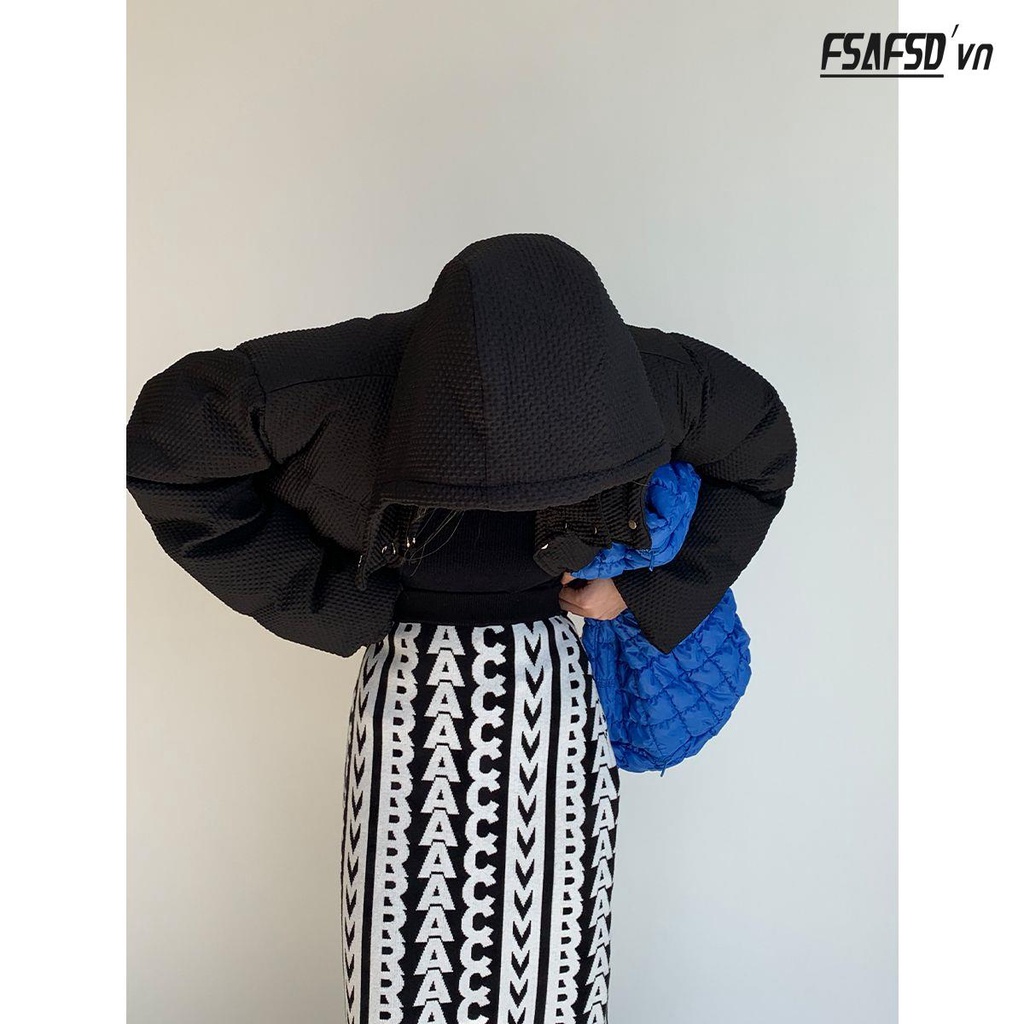 Chân Váy Dệt Kim Lưng Cao In Chữ Thời Trang Thu Đông Cho Nữ