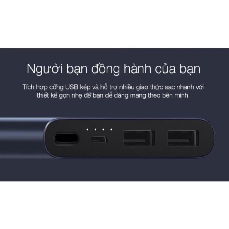 Sạc Dự Phòng Xiaomi Gen 2S Version 2018 10000 mAh 2 Cổng USB Hỗ Trợ QC 3.0  I.CASE [vthm9]