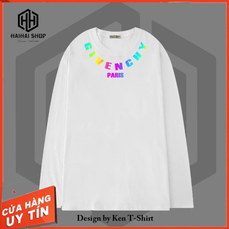 [Siêu Ưu Đãi]  Áo Thun Tay Dài Phản Quang Givenchy Paris Vải Dày, Ken T-Shirt