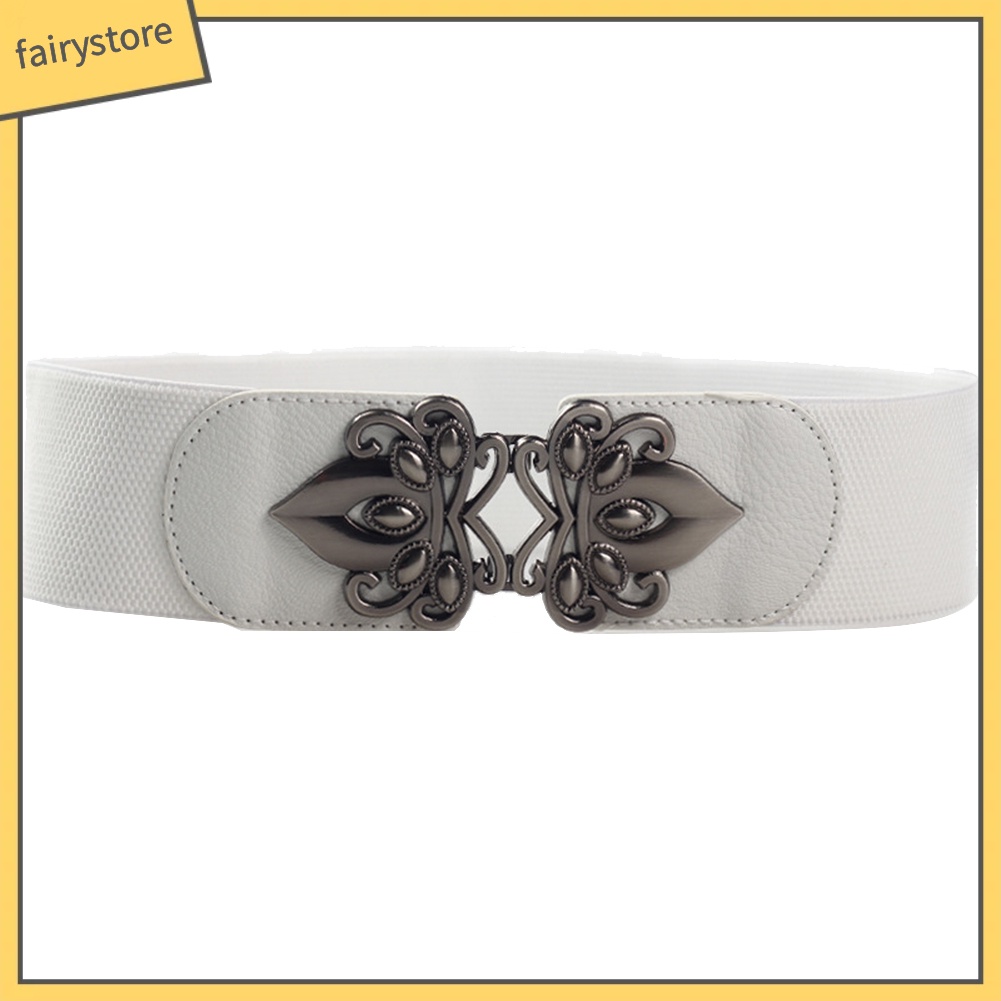 Dây thắt lưng da giả khóa cài kim loại thiết kế hoa phong cách vintage thời trang dành cho nữ