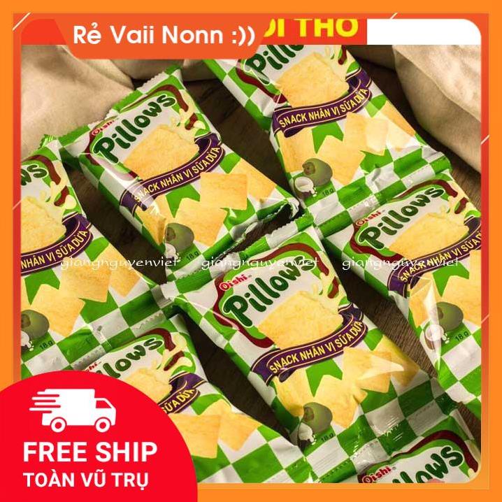 Bịch 10 gói snack pillows Oishi gói 18g nhân sữa dừa - socola