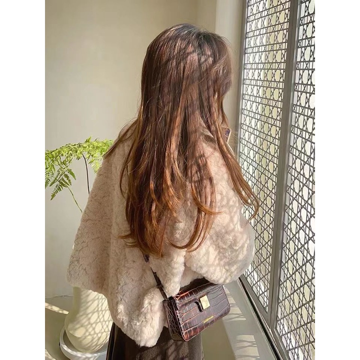 [Giao Ngay] Áo Khoác Lông Thỏ Giả Dày Dáng Rộng Phong Cách Mới Cho Nữ