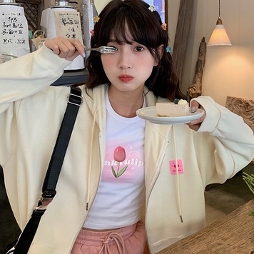 Áo Khoác Hoodie Tay Dài Dáng Rộng Có Khóa Kéo Kiểu Retro Mỹ Thời Trang Mùa Thu Năng Động