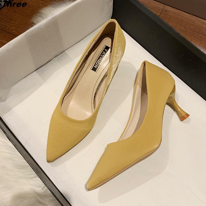 Women's shoes, high heels, shallow mouth pointed toe, women's all-match temperament, ladies fine mid-heeled professional work shoes